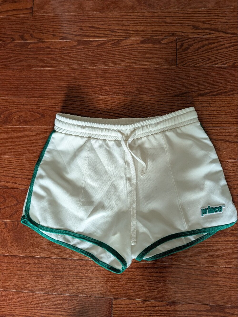 Zara Prince Collab White Athletic Shorts with Green Trim